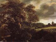 Jacob van Ruisdael Hilly Landscape with a great oak and a Grainfield oil painting on canvas